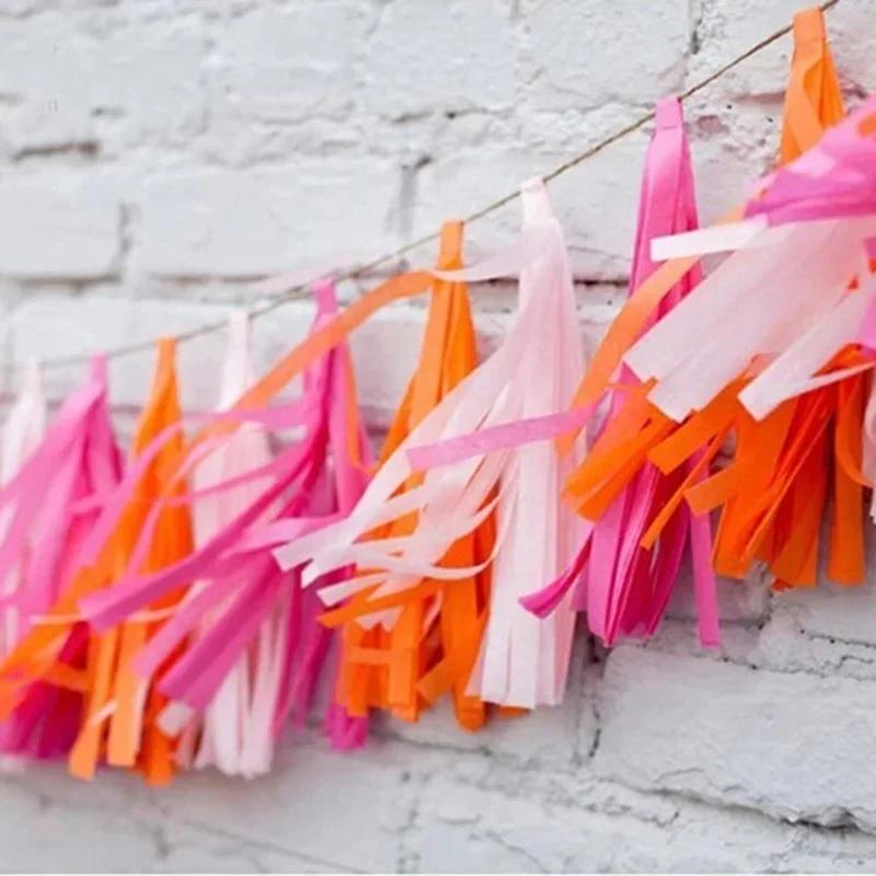5x Tissue Tassel Garland Paper Banner Party Supplies DIY Kits Wedding Bunting Nursery Decor Baby Shower Party Decoration