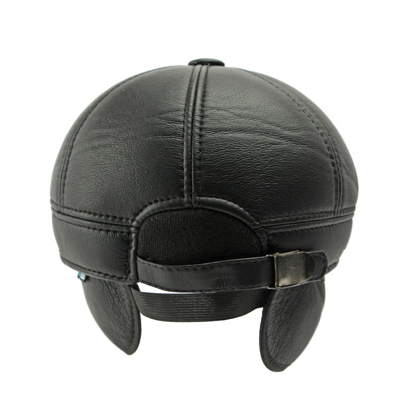 Șapcă pentru bărbați de vârstă mijlocie și bătrâni Beretă caldă de protecție a urechilor pentru bărbați Șapcă înainte din piele Șapcă cu vârf