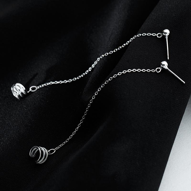 Minimalist style integrated chain stud earrings, simple dark men's and women's ear jewelry, geometric line earrings