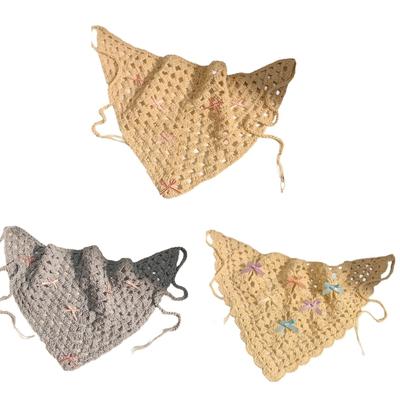 Crochet Headscarf Hairband for Women Knitted Hair Bandannas Girl Decorative Ethnic Style Headbands Bowknot Hair Scarf