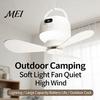 Schnelllade-Outdoor-Ventilator 2-in-1 Tragbarer Deckenventilator, Wiederaufladbares kabelloses Zelt mit LED-Licht, Fernbedienung, 4 Geschwindigkeiten, Geschenke für Camping