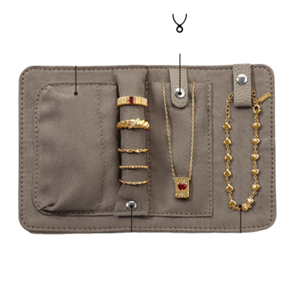 PU-Leder Schmucktasche Halsketten-Rolltasche Reise-Tragbare Schmuckaufbewahrungstasche Ring-Armband-Aufbewahrungs-Rolltasche