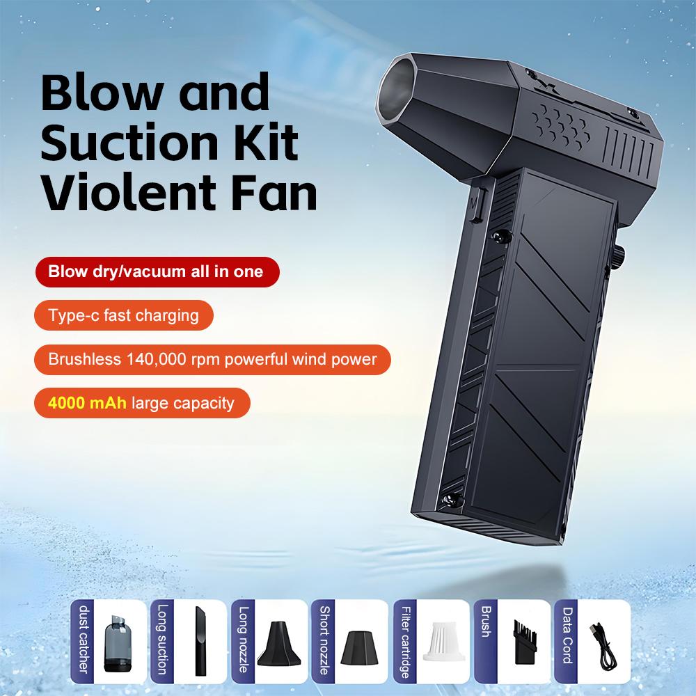 Mini Turbo Jet Fan 140000RPM Electric Compressed Air Duster Rechargeable Cordless Electric Air Blower Turbo Fan