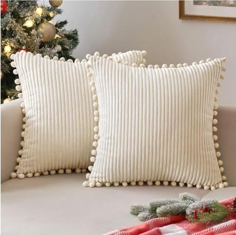 Boho-Stil Dekorative Kissenbezüge mit Bommeln 45x45cm Kissenbezüge Cord Kissenhülle Niedrig und Weich Quadratische Zierkissen