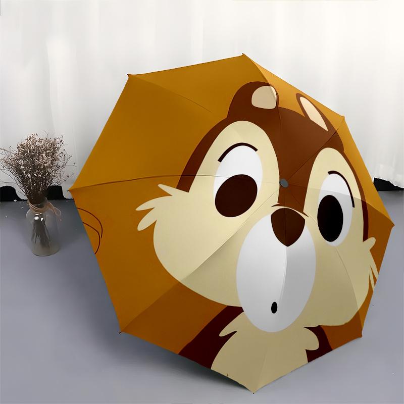 Disney Chip 'n' Dale Themed automatic opening and closing folding umbrella, portable durable, 8 rib umbrella frame, very suitable for busi