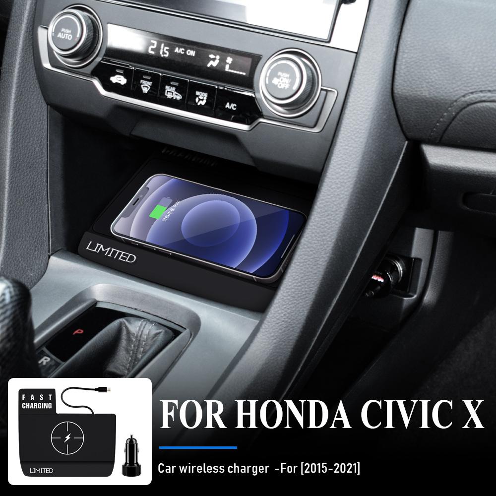 Wireless Charger Interior Moulding for Honda Civic 10th 11th Gen 2016-2023 15W Fast Charging Phone Pad