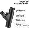 Radiator Coolant Y-Pipe Fit for Ford F250 F350 F450 F550 E350 E450 Excursion 6.0L Diesel - Black Weldless Aluminum Coolant Hose Connector Replacement