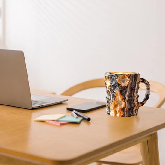 Kaffeetassen Kaffeetasse aus Mineralglas mit Kunstkristallen, 325 ml, Teetasse aus Kunstharz