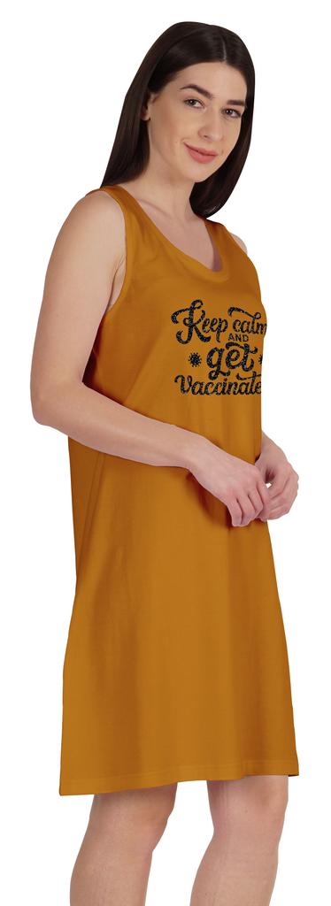 Inkmeso Keep Calm and Get Vaccinated T-Shirt Funny Pro Vaccine Summer Scoop Neck