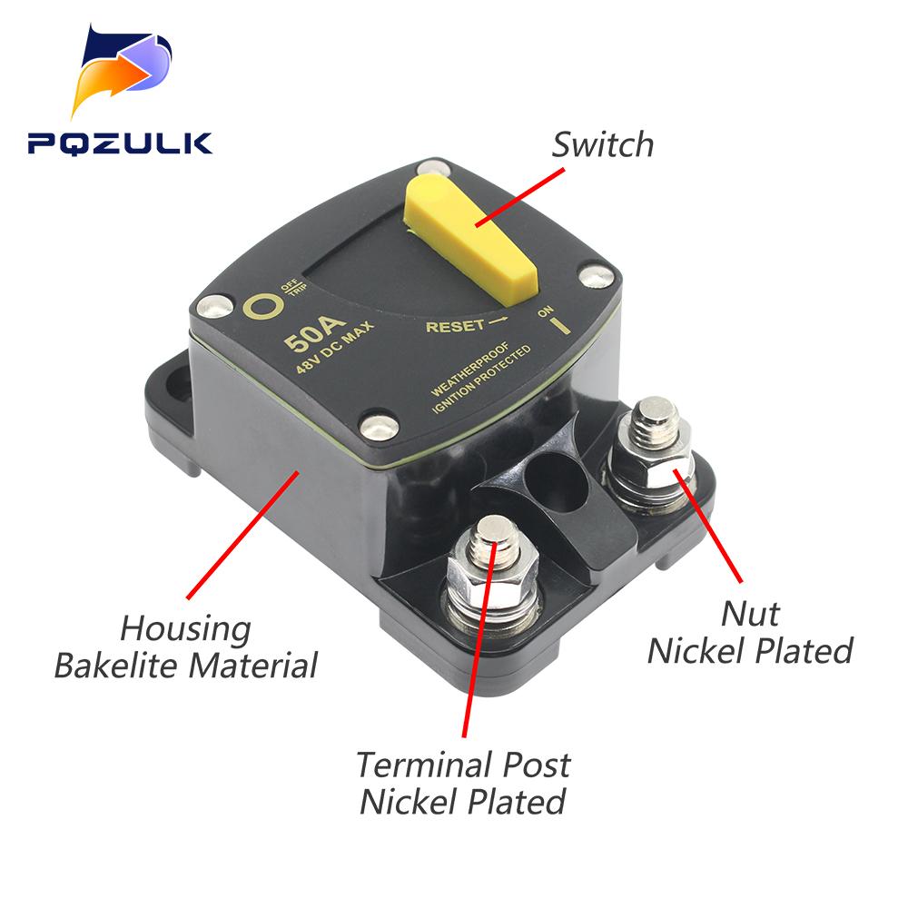 30A 40A 50A 60A 80A 100A 150A 200A 250A 300A Circuit Breaker Car Boat Auto Manual Reset Waterproof 12V-48V