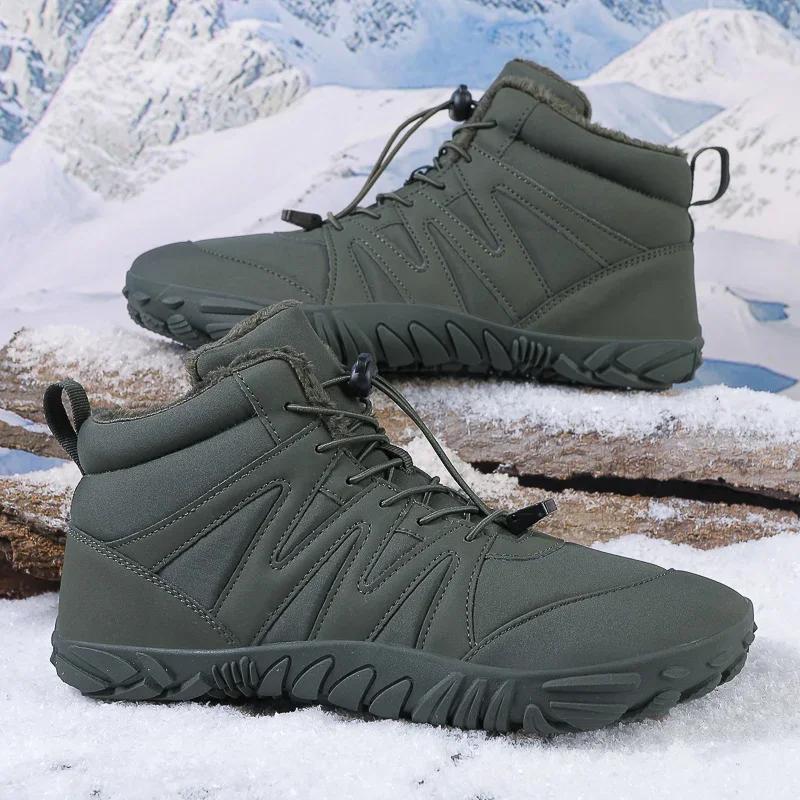 Fashion 2024 Winter Booties Men Snow BareFoot Casual Shoes Outdoor Work Shoes Ladies Warm Fur Men Ankle Shoes Male Snow Boots Plus Size