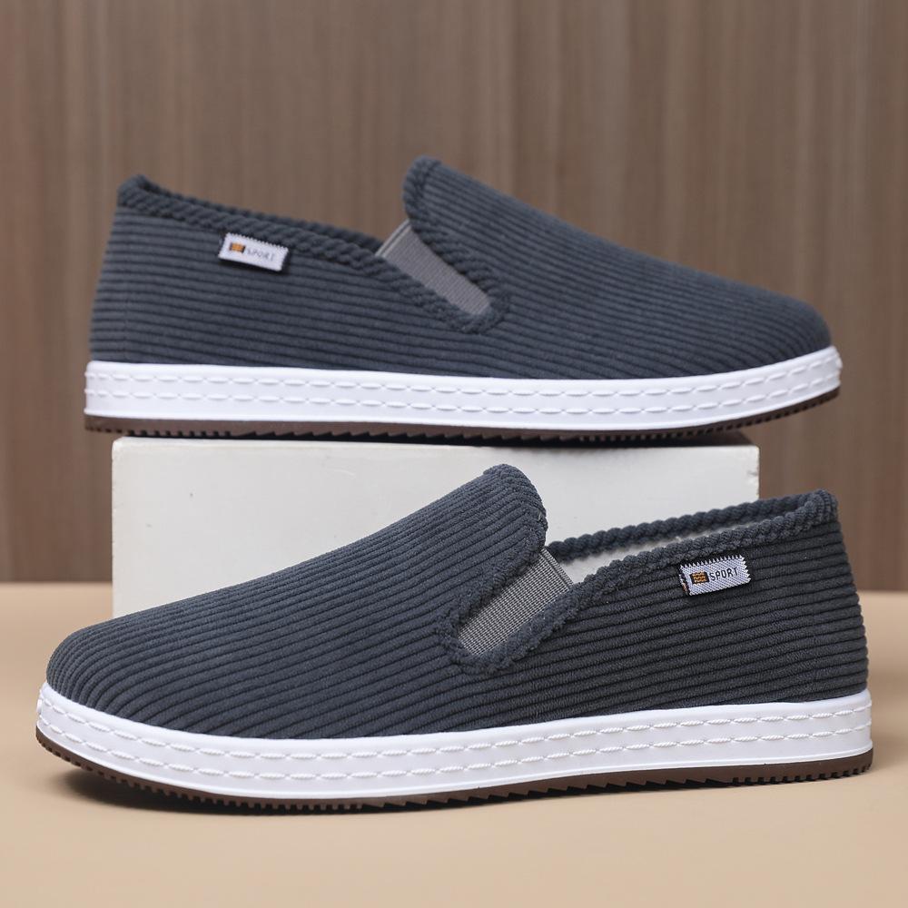 Old Beijing cloth shoes men's shoes velvet breathable casual single shoes men's platform work shoes lightweight one-pedal shoes men