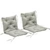 2-Piece Set Seat Cushions, 98 X 50 Cm Chair Cushions with Tie Straps, Fabric Cover, 8cm Thick, Light Grey