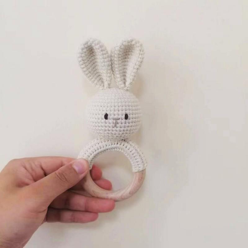 Handmade Toys Crochet Baby Teether Rattle Safe Beech Wooden Baby Teether Wooden Baby Teethers