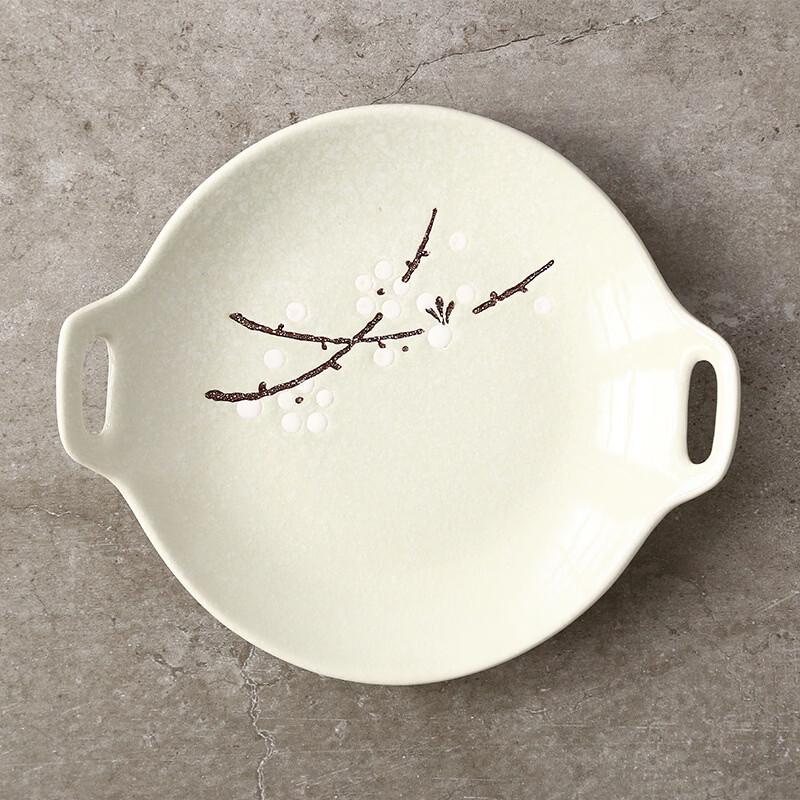 Japanese Hand-Painted Underglaze Ceramic Serving Plate