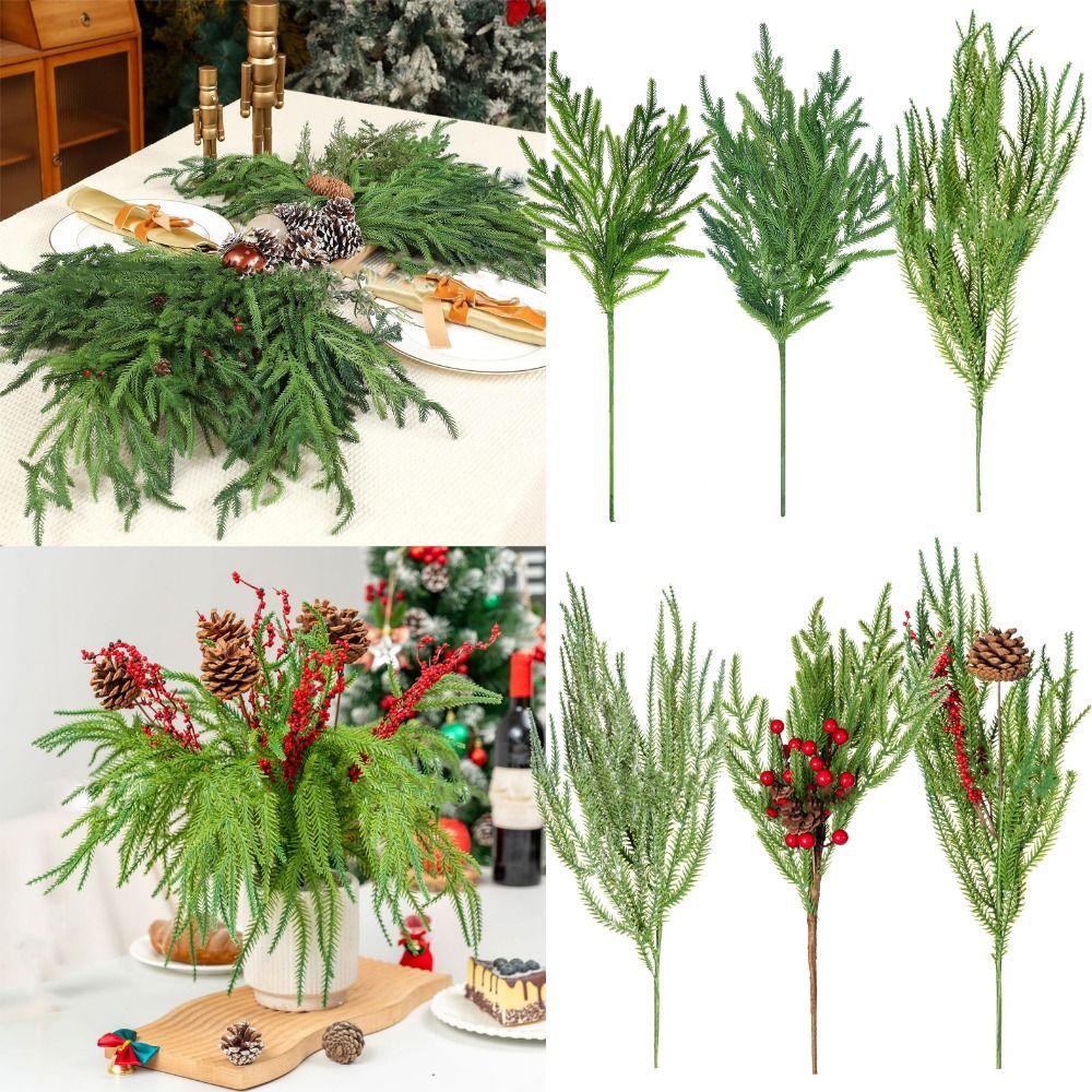 

Plastic Artificial Norfolk Pine Branches DIY Wreath Christmas Pine Stem Christmas 1