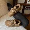 Krazing Pot Cow Skin Fur Plush Spring Autumn Summer Sneakers Flat Platform Lace Up Keep Warm Women Comfortable Casual Shoes