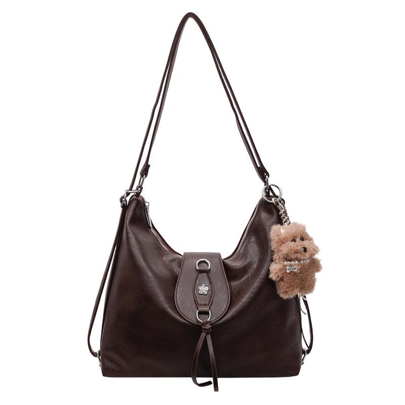 Women's Retro Single Shoulder Bag - Autumn 2025 Trendy Fashion, Korean-Style, Large Capacity Tote Backpack