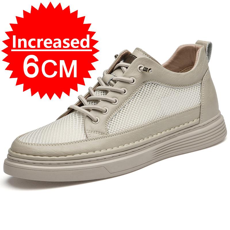 

Fashion Genuine Leather Men 6cm Height Increasing Tennis Fashion Male Casual Shoes Slip On Loafers Outdoor Luxury Tennis Plus Size 36-47 47