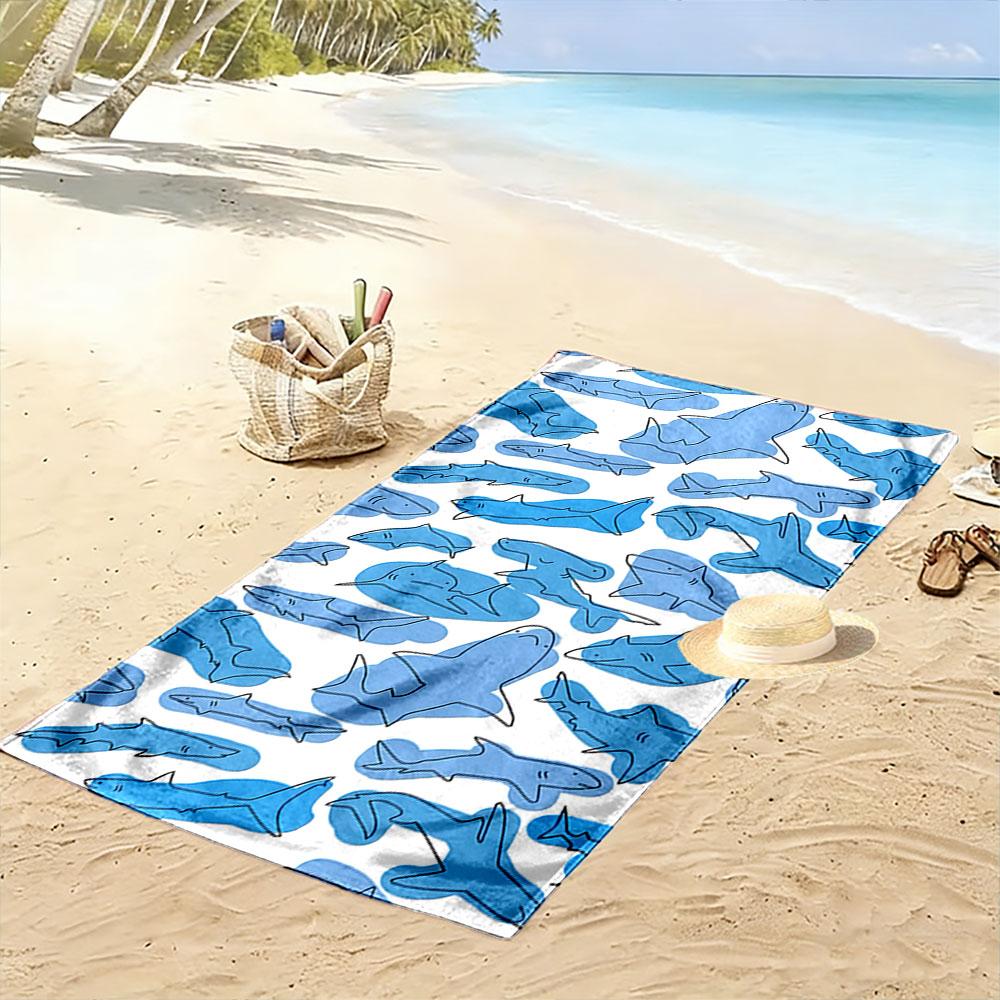 Blue Shark Pattern Beach Towel A must-have beach towel for beach travel