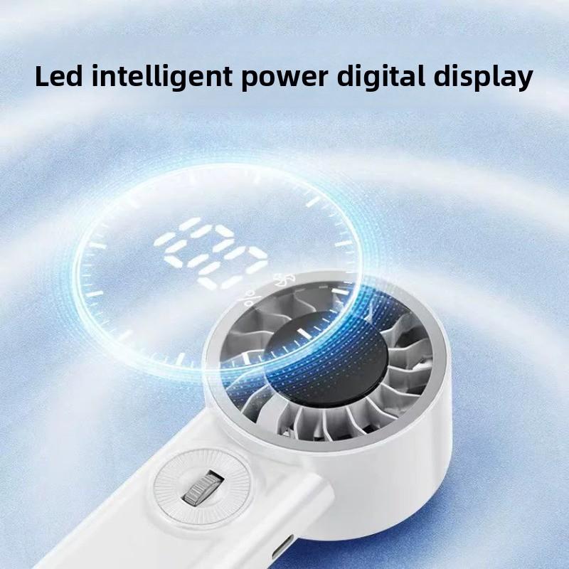 Mini ventilador portátil de mano recargable con pantalla digital y velocidad ajustable