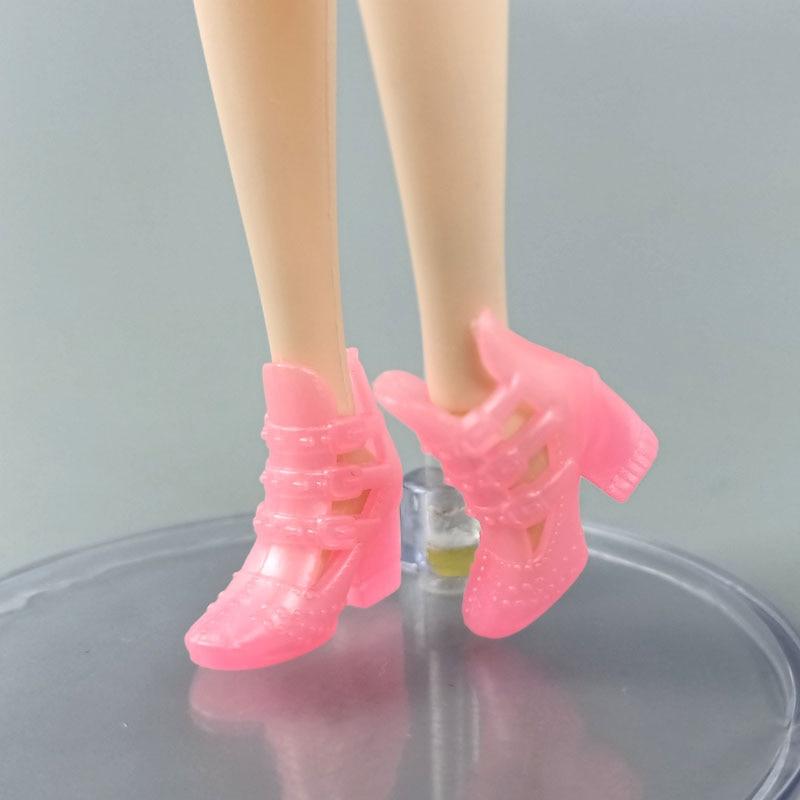 5Pairs/lot Pink Fashion Doll Shoes For Barbie Doll Boots High Heels Shoes Bootie Baby Toy Accessories DIY Toys