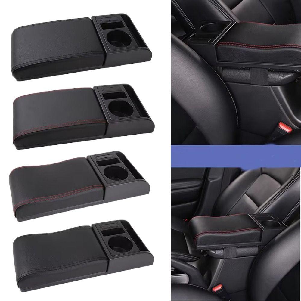 With Cup Holder Car Armrest Box Extender Multi-Functional Storage Box Car Armrest Extender Elbow Support Heightening
