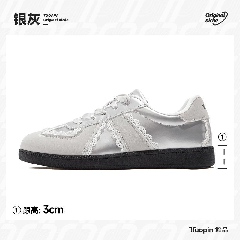 

Туфли для моральной подготовки в балетном стиле женские весна-лето 2025 новая нишевая оригинальная шнуровка маленькие белые туфли ретро универсальные кеды 40 серебряный серый