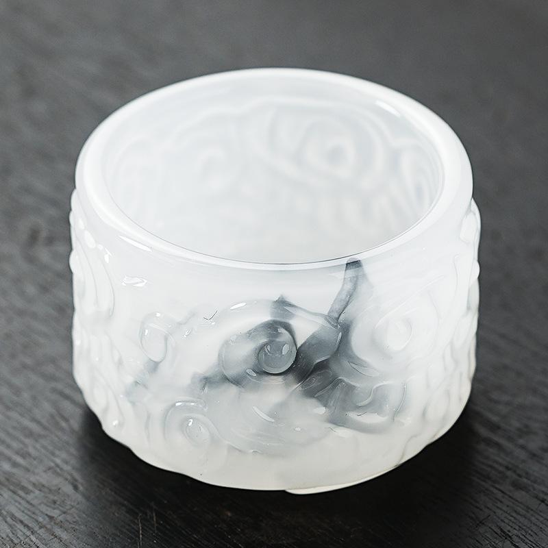 4-piece Set Glazed Jade Porcelain Master Cup Home Office Teacup Tea Cup Personal Cup Gift Box Gift Companion Gift