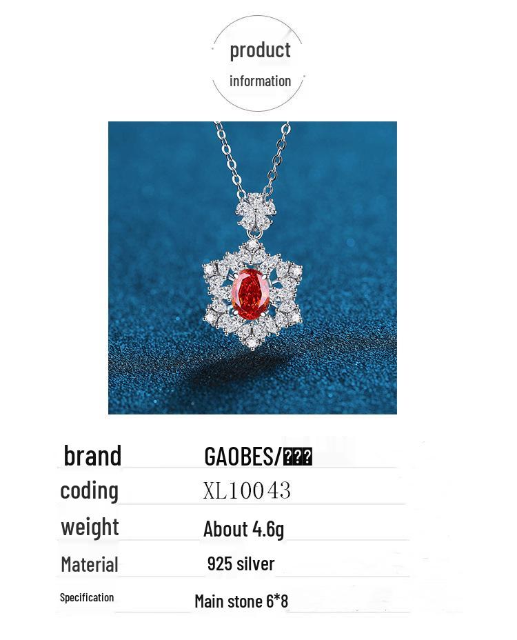 Women's S925 Sterling Silver Necklace with Aquamarine, Padparadscha, and High Carbon Diamond Pendant
