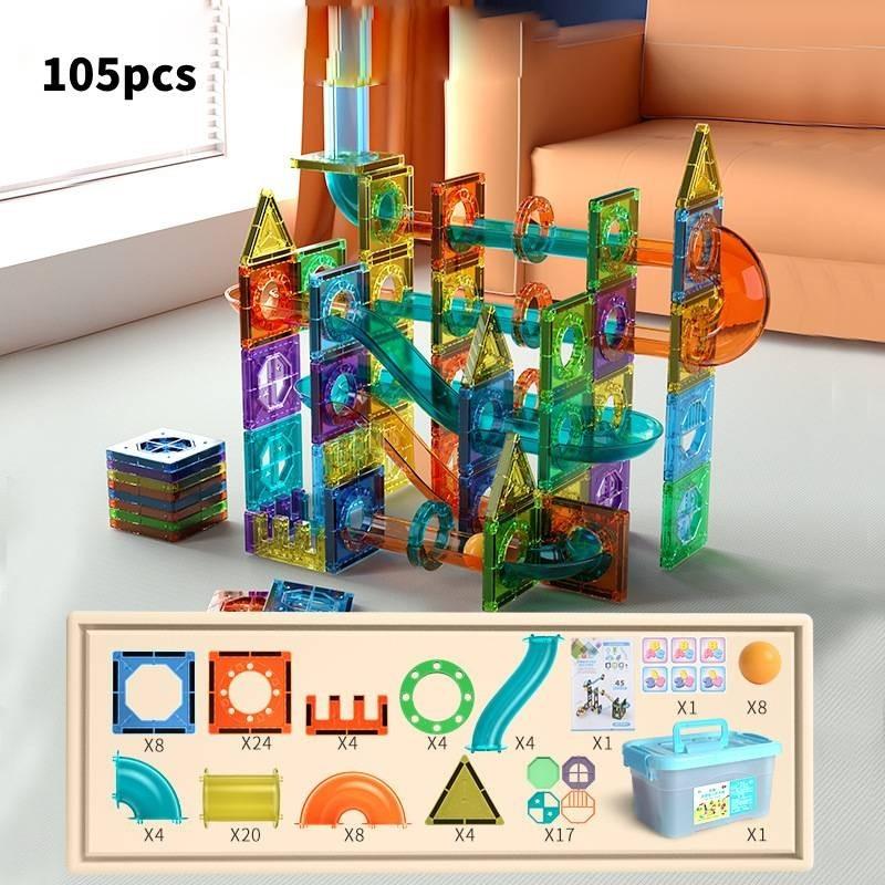 Большие магнитные строительные блоки Набор цветных окон 105 деталей Креативная развивающая игрушка
