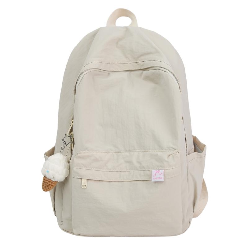 Solid Color Student Schoolbag Women's Large Capacity Backpack Men's Travel Backpack