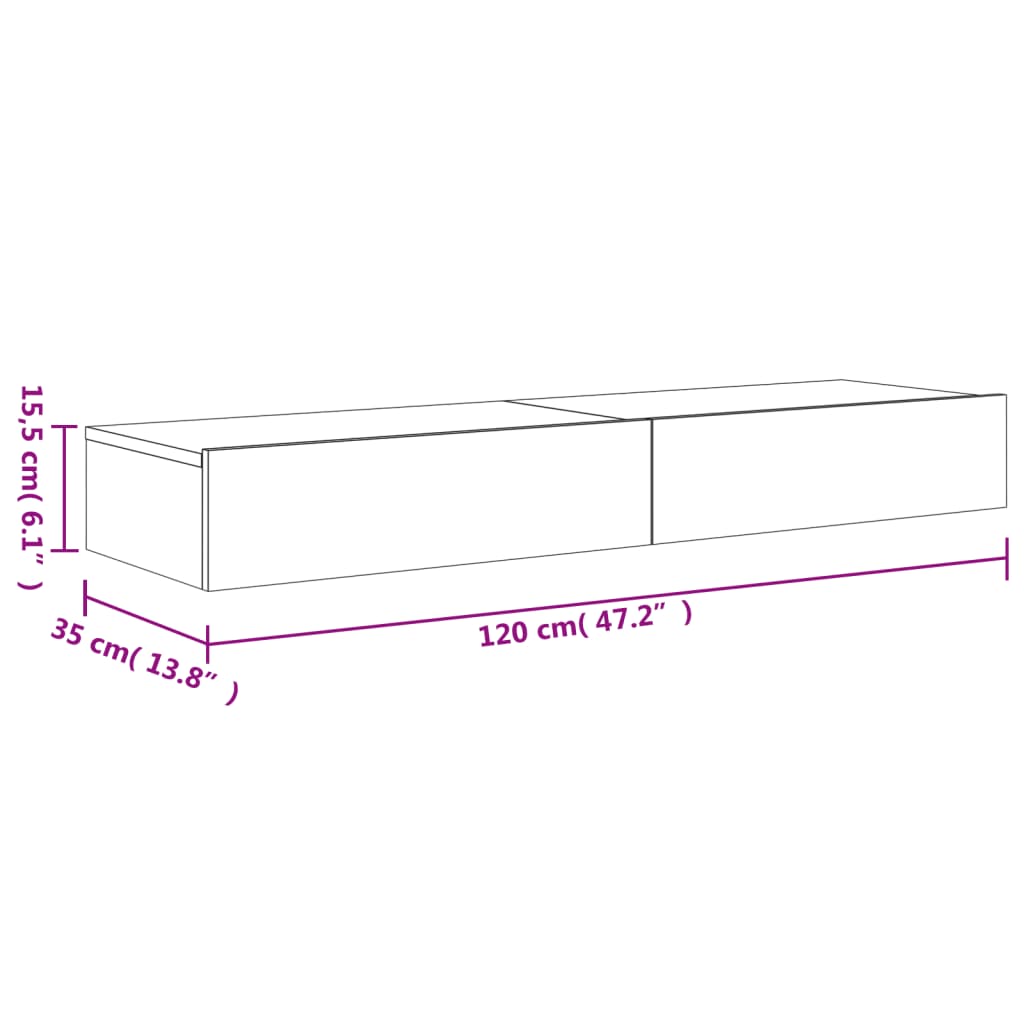 TV Cabinets with LED Lights 2 pcs Sonoma Oak 60 x 35 x 15.5 cm