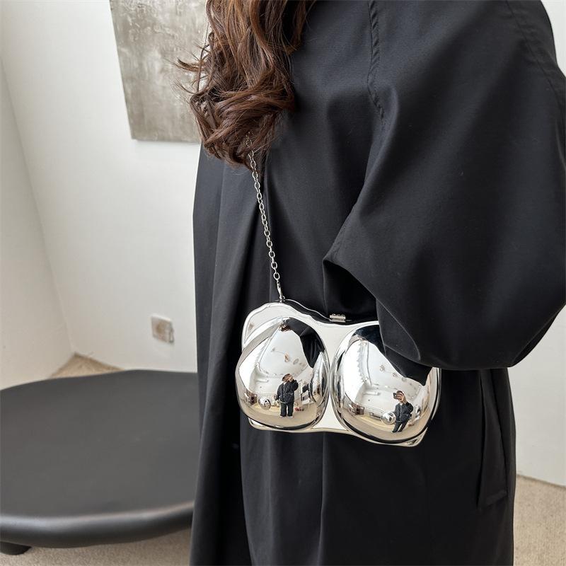Funny Acrylic Bag For Women Silver Gold Dinner Bag Female Small Shoulder Bag