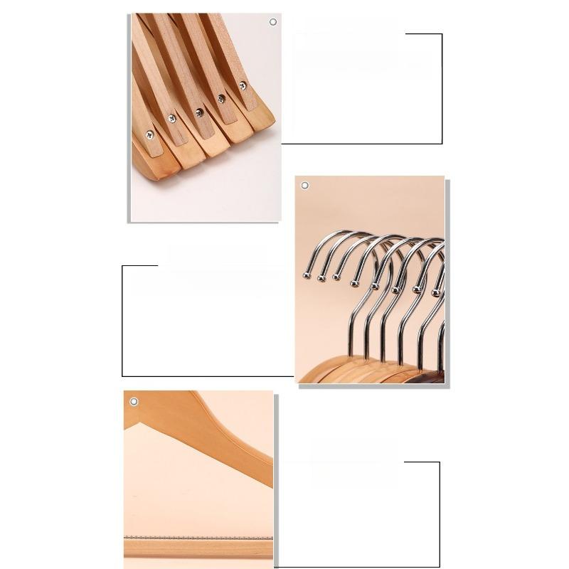 Wooden Hangers 5pcs Solid Wood Coat Hanger Heavy Duty, Smooth Finish High-Grade Wooden Clothes Hanger with Non Slip Pant Bar, 360° Swivel Hook