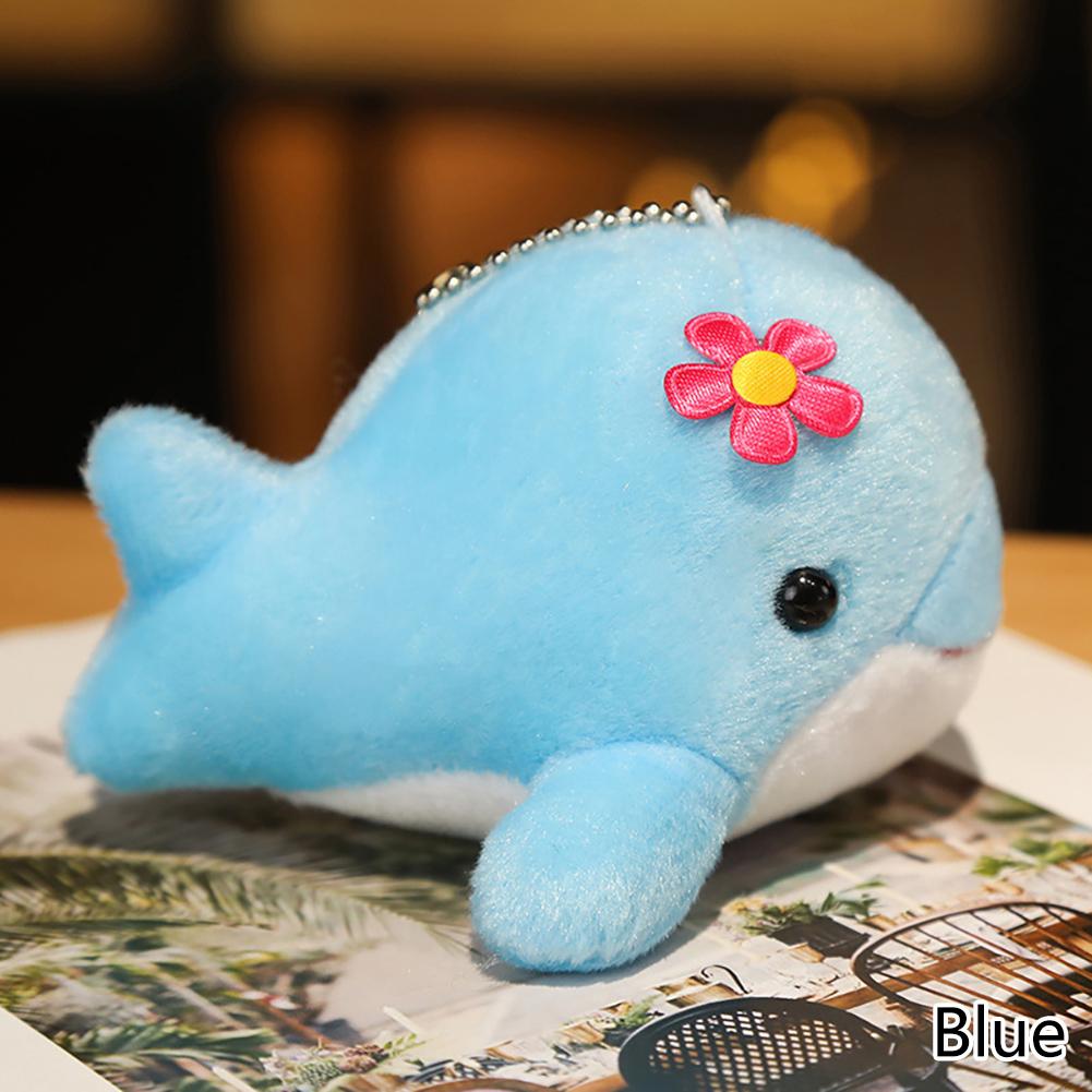 Dolphin Plush Toy with Flower Cute Ocean Fish Toys Key Chain Pendant Gifts for Children Kids Toy Wedding Gifts