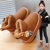 Girls' Warm Snow Boots Winter Thickened Short Boots with Fur Trim Non-slip Soft Sole Cotton Shoes