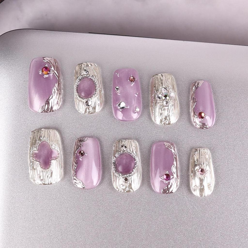 Handmade High-End Short Press-On Nails - Simple & Removable Art Collection