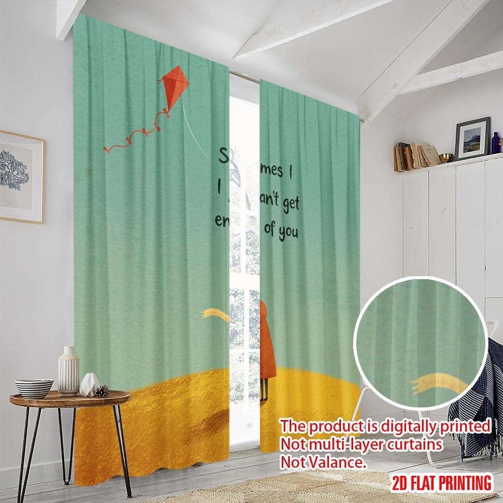 2pcs 2D flat printing Curtains Sometimes I Just Can't Get Enough Of You Fabric Without Electricity Seasonal Party & Holiday