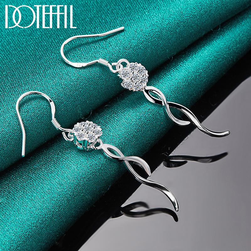 

Серьги-подвески из стерлингового серебра 925 пробы с круглыми бусинами 8 мм и цирконием класса ААА, модные свадебные украшения 4.70*0.50cm