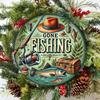 Metal Fishing Sign Rustic Round Wall Decor Waterproof Indoor Outdoor Home Office Bar