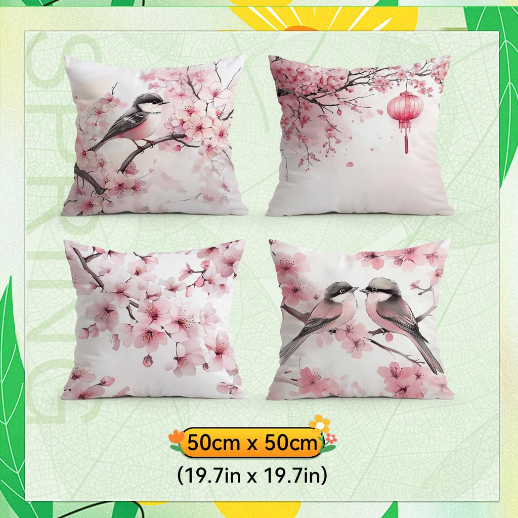 Pink Cherry Blossoms Pillowcase Printed Polyester 40/45/50Cm Throw Pillowcover Decorative Sofa Cushion Pillowslip Home Decor
