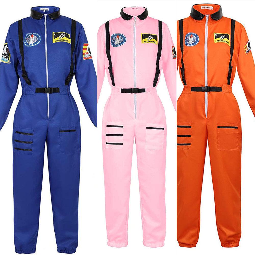 Adults Astronaut Costume Cosplay Women Men Space Astronaut Costume For Kids Jumpsuit Zipper Family Spacesuit Costume Carnival