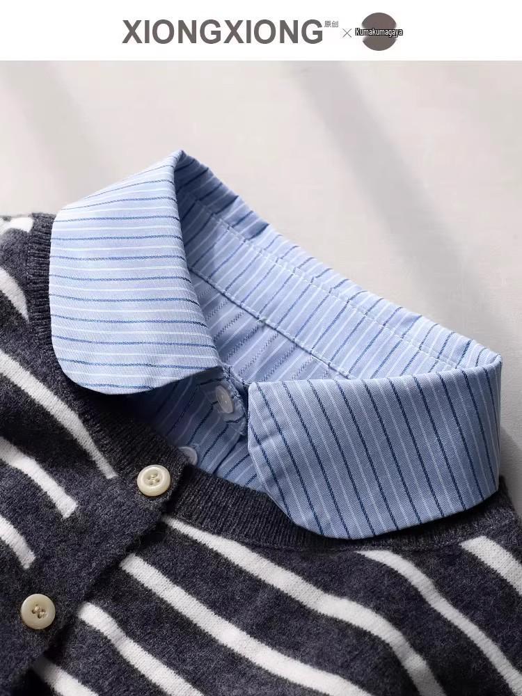 Wszechstronny Koronkowy Kołnierzyk dla Dziewczynek w Paski - Idealny na Jesień/Zimę