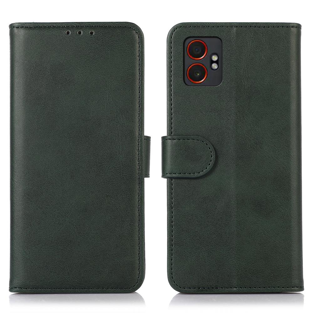 

For Samsung Galaxy XCover7 Pro Case Cowhide Texture Leather Wallet Phone Cover with Stand Green