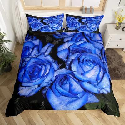 Juego de ropa de cama con funda nórdica de rosas Full Queen para niños, niñas, regalos, dormitorio, funda de edredón de microfibra con fundas de almohada