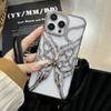 Fashion Plating Hollow Butterfly Pattern Case for iPhone 16E 15 14 13 12 11 Pro Max Matte Shockproof Heat Dissipation Back Cover