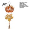 Kitchen Autumn Theme Decor Hello Fall Wooden Hanging Sign, Pumpkin Maple Leaf Door Hanger with Home Aesthetic Ornaments Tassel, Harvest Thanksgiving