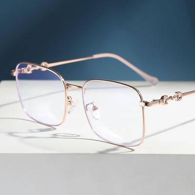 Retro Metal Box Anti-Blue Light Glasses Show Thin And Large Frame Flat Light Mirror Plain Light Mirror