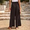 Women's Drawstring High-waisted Casual Wide-leg Trousers